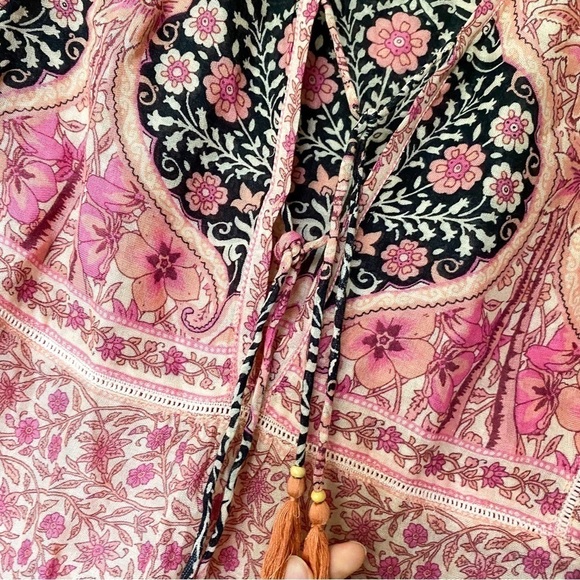 Spell Top Aloha Fox Floral Tassels Pink Boho Flowy Beach Watermelon XS GUC - Picture 6 of 11